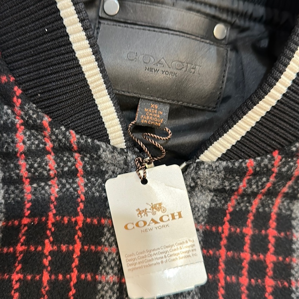 Coach wool varsity jacket with leather sleeves